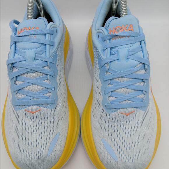 Hoka One One Lace-Up Bondi 8 Running Sneakers Shoes Blue Yellow Women's Size 9B - Picture 8 of 11